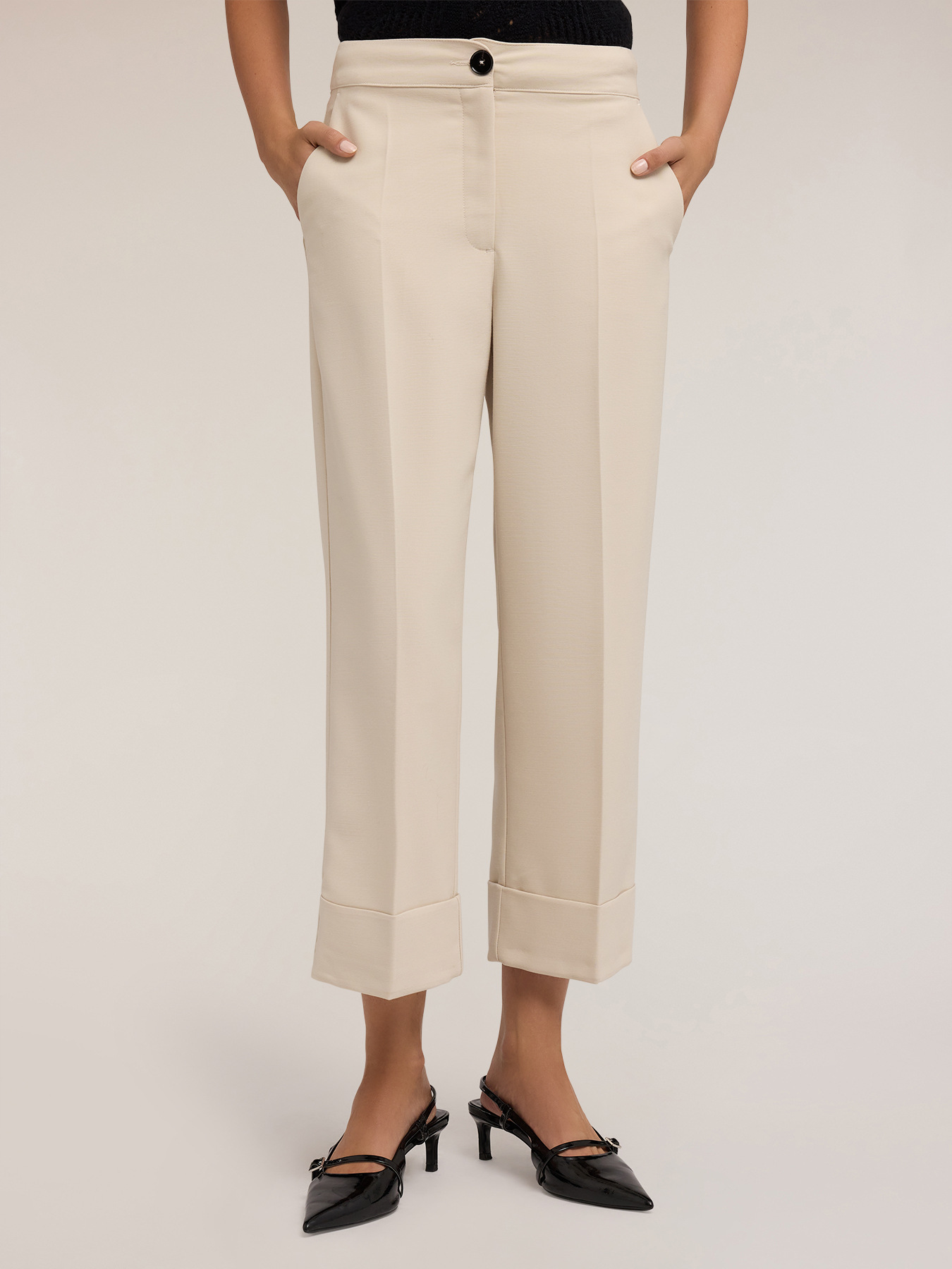 Cropped crepe trousers image number 0