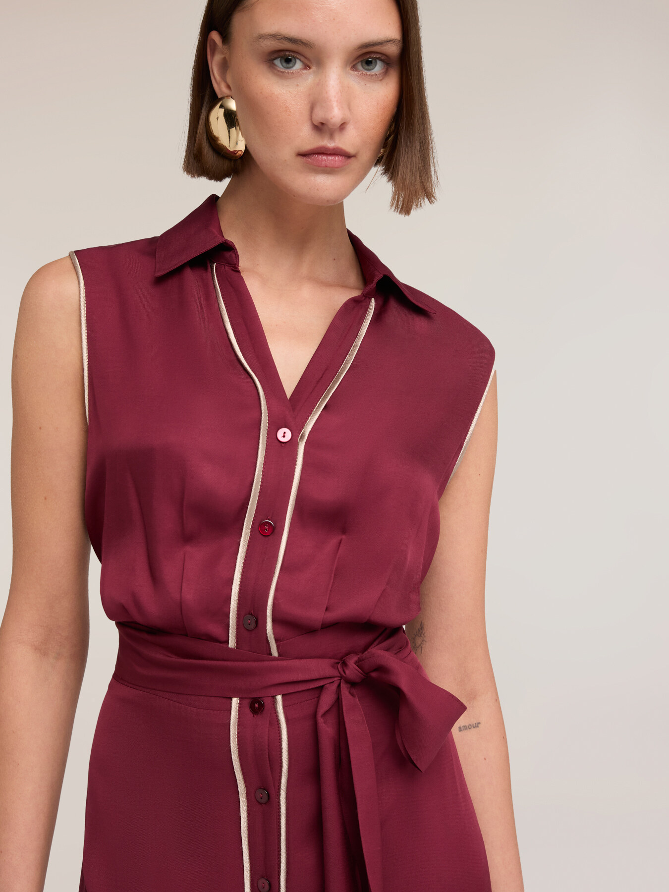 Hemdblusenkleid aus Twill mit G&uuml;rtel image number 3