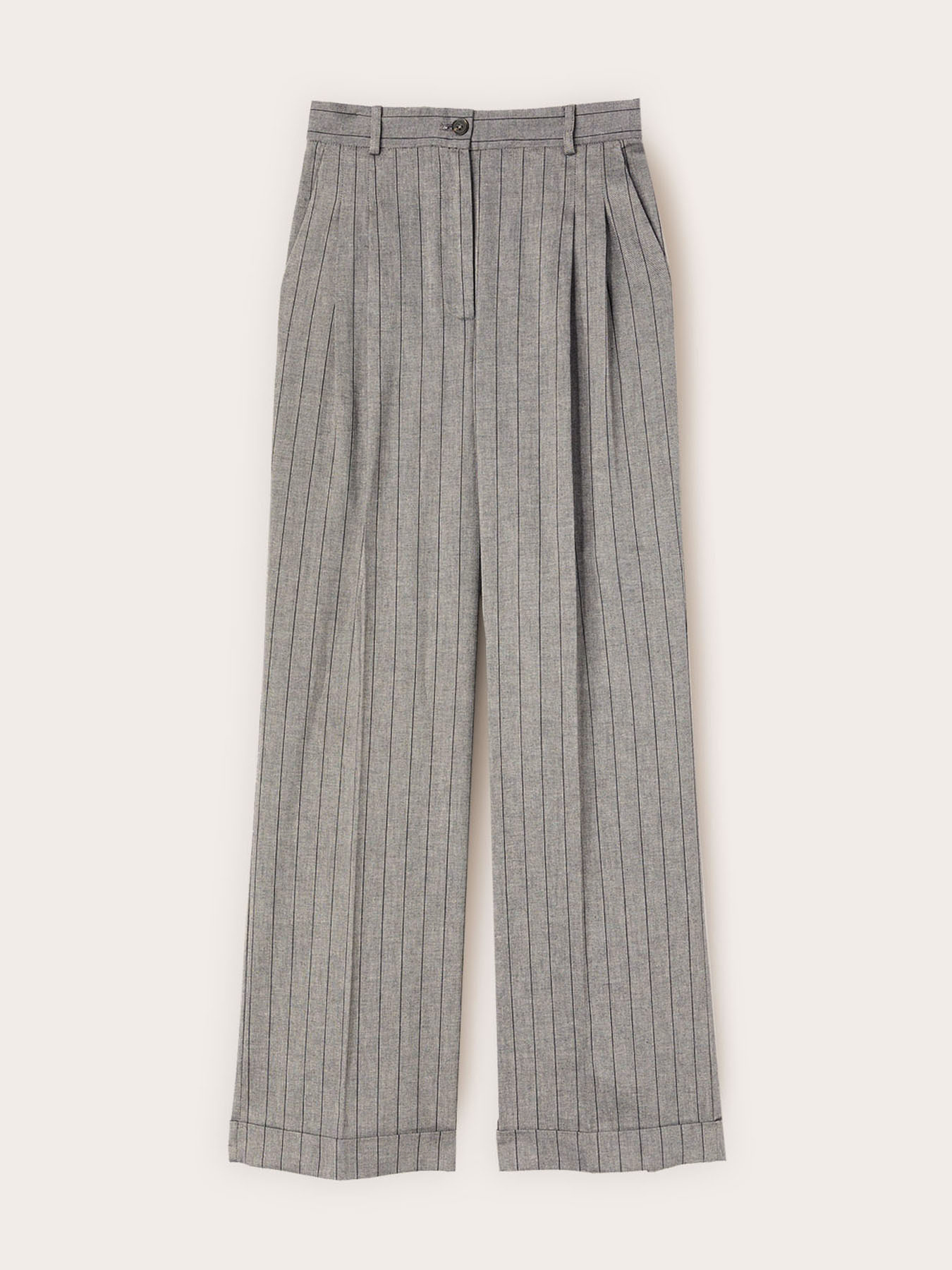 Striped linen blend palazzo pants image number 4
