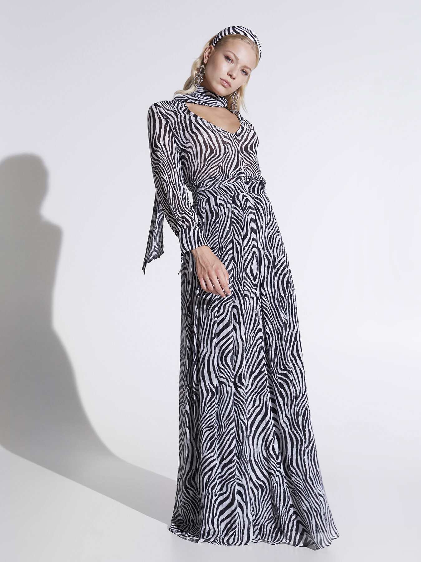 Gonna lunga zebrata misto seta image number 2