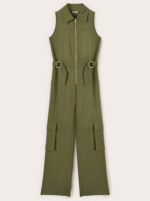 Long jumpsuit with cargo pockets