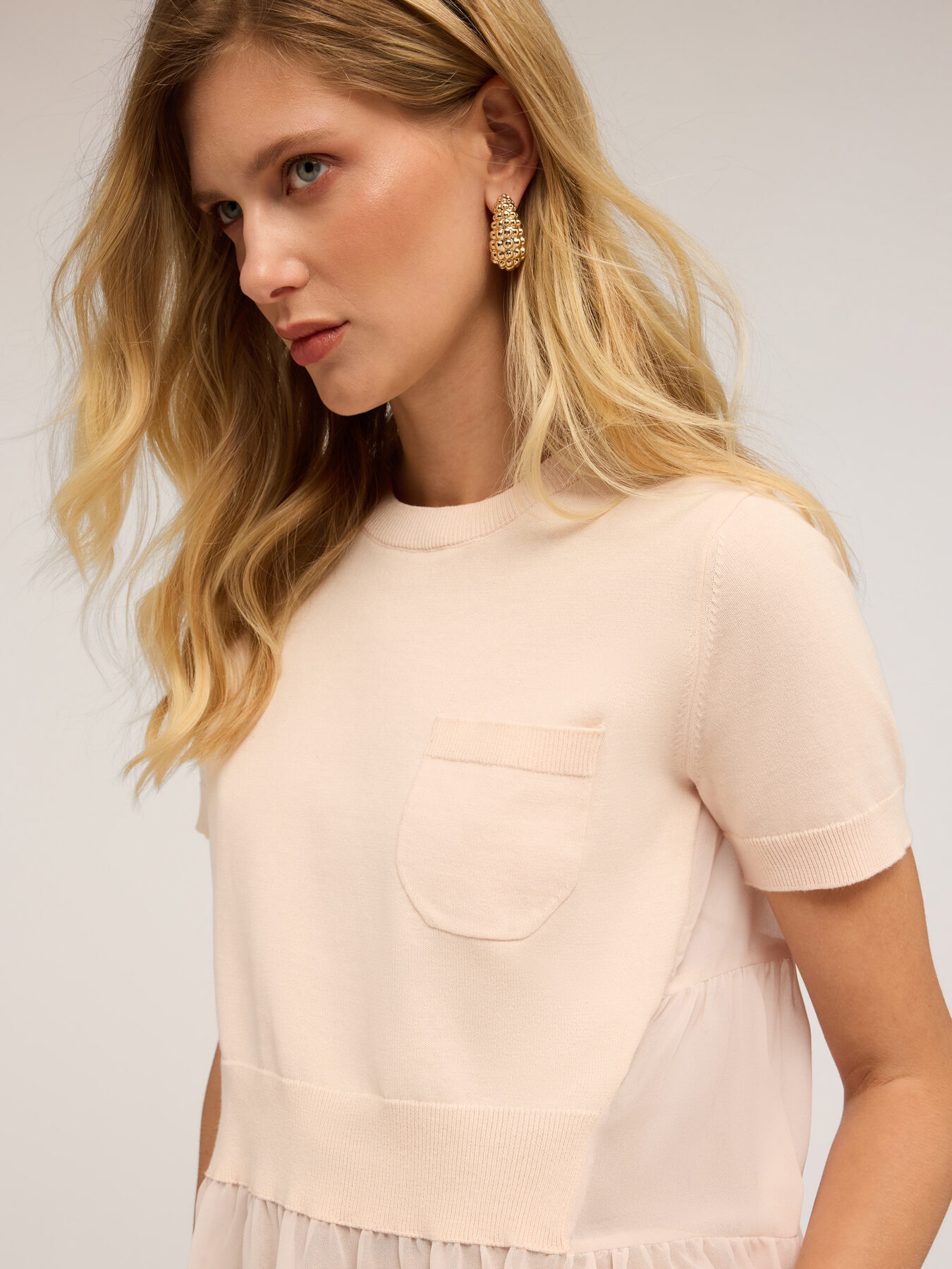 Sweater with georgette ruffle image number 3