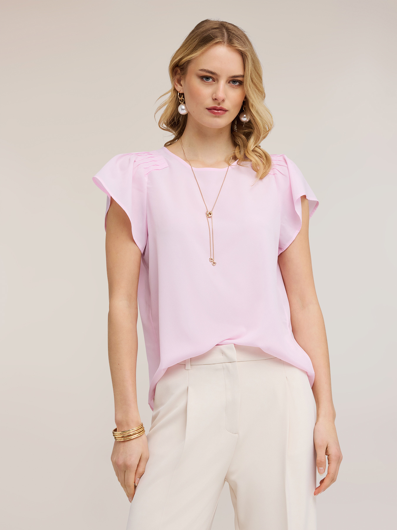 Bluse aus Cr&ecirc;pe de Chine mit Falten image number 0
