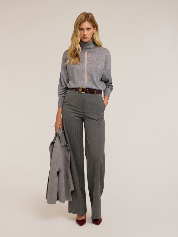 Turtleneck sweater with sheer insert