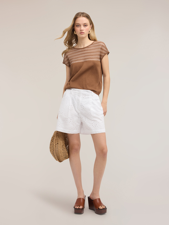 Striped linen blend sweater