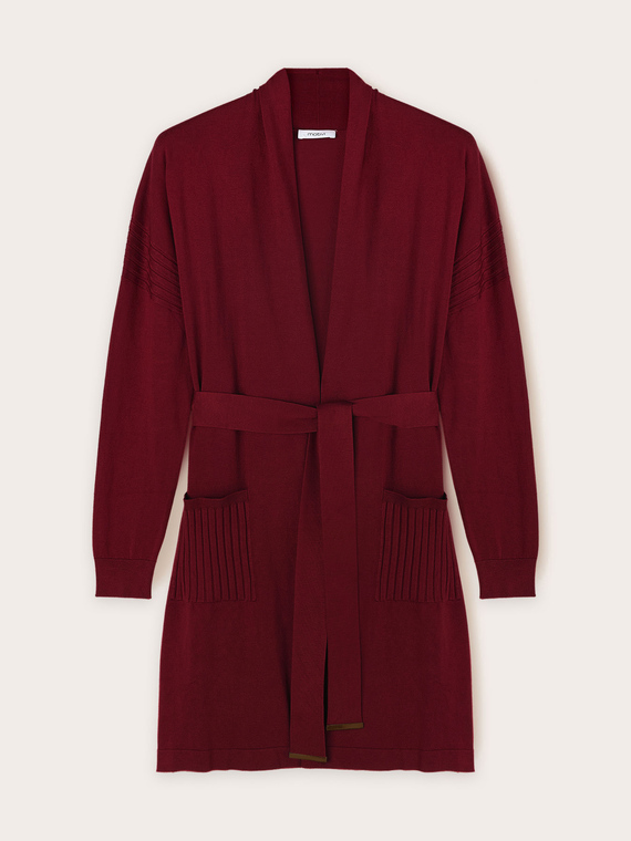 Long cardigan with belt