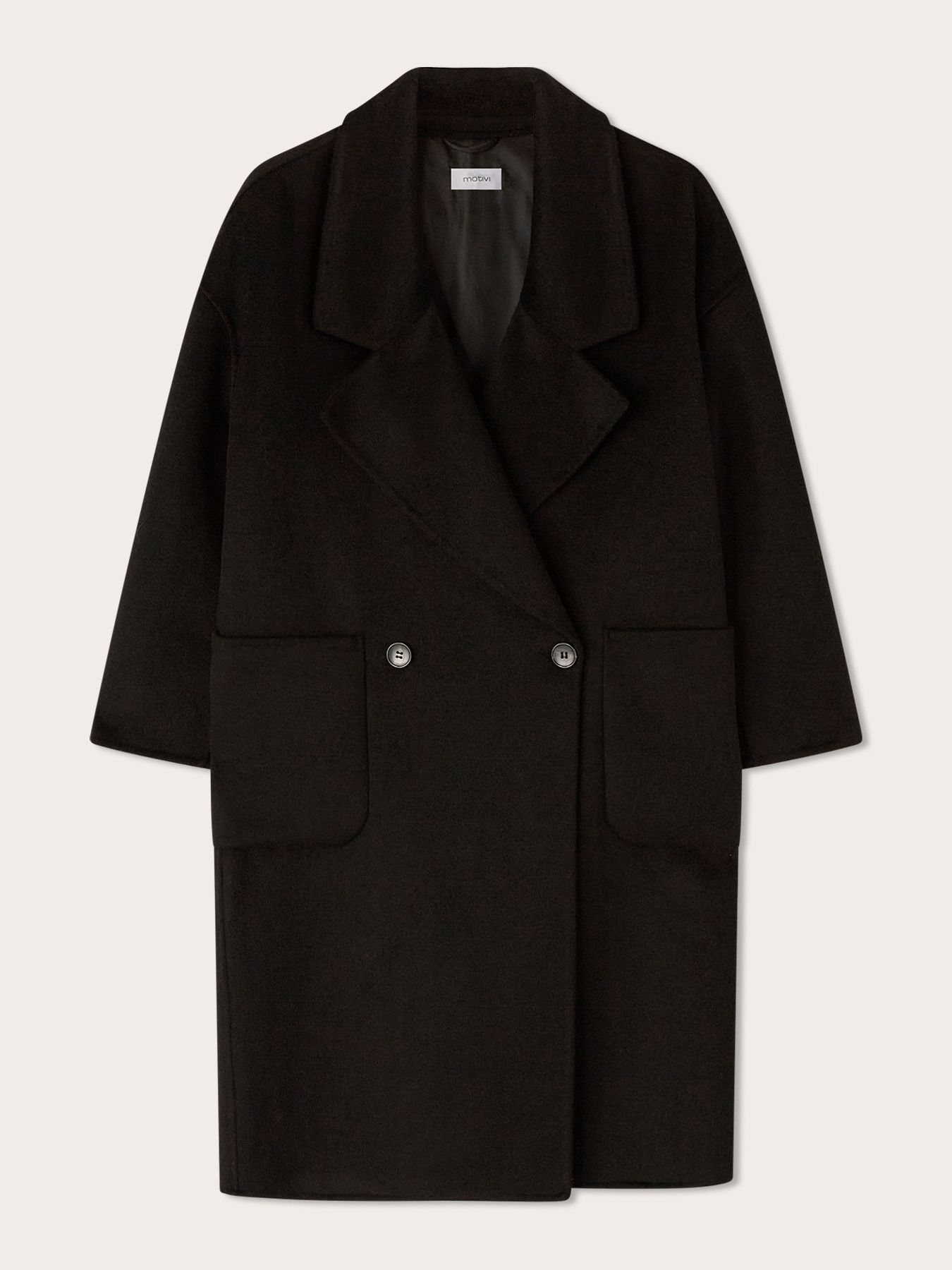 Double-breasted coat in wool-blend double fabric with scarf image number 5