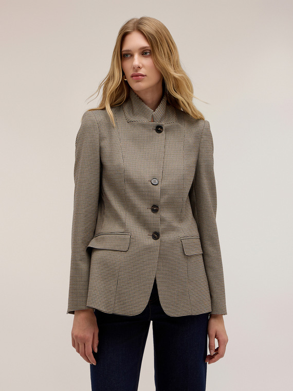 Structured high-neck check jacket