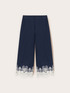 Cropped poplin trousers with lace image number 4