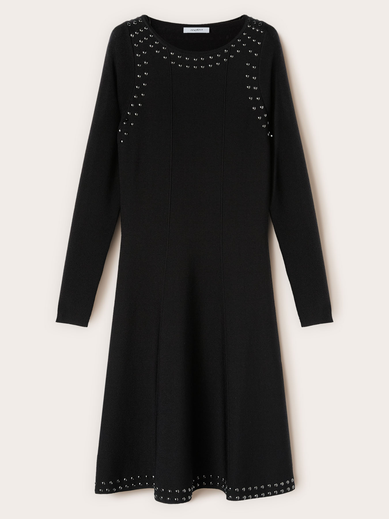 Rochie midi evazată din tricot cu aplicații image number 4
