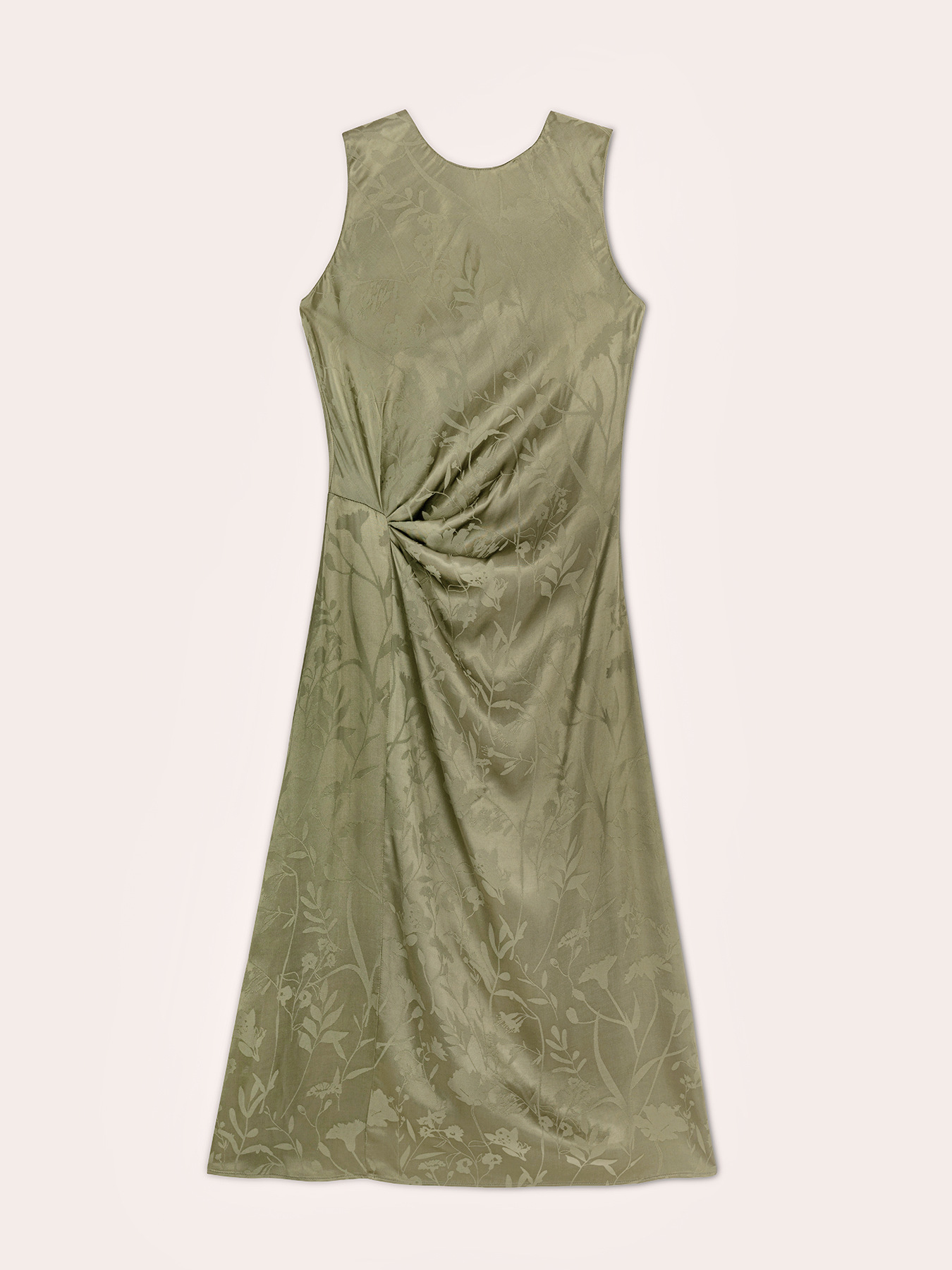 Dress with draping in jacquard satin image number 4