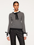 Striped sweater with collar and bow image number 0