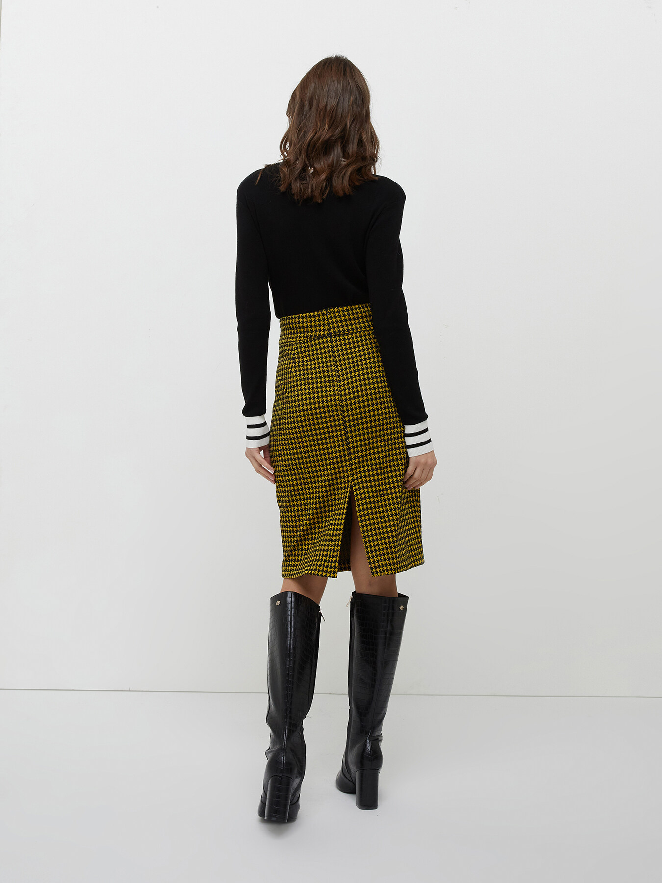 Jupe mi-longue fantaisie pied-de-poule image number 1