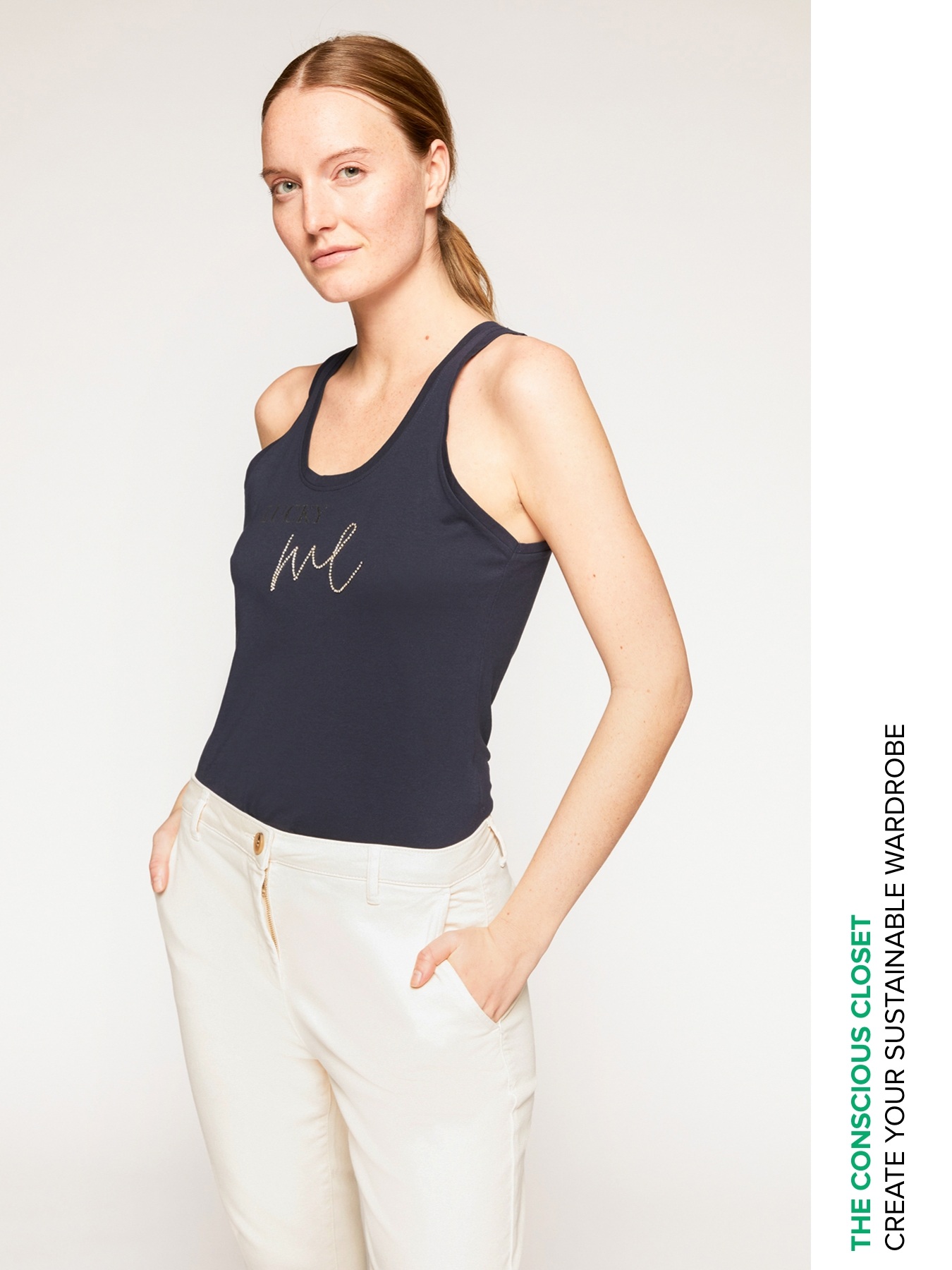 Top in cotone con scritta image number 0