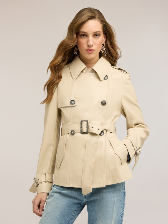 Trench court double boutonnage avec ceinture