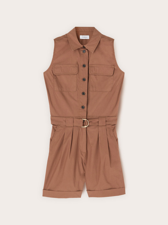 Kurzer Overall aus Popeline mit G&uuml;rtel