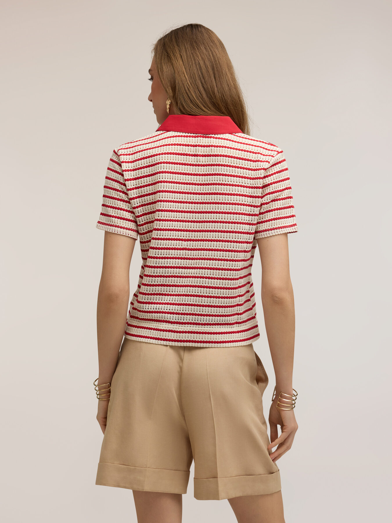 Striped t-shirt with contrast collar image number 1
