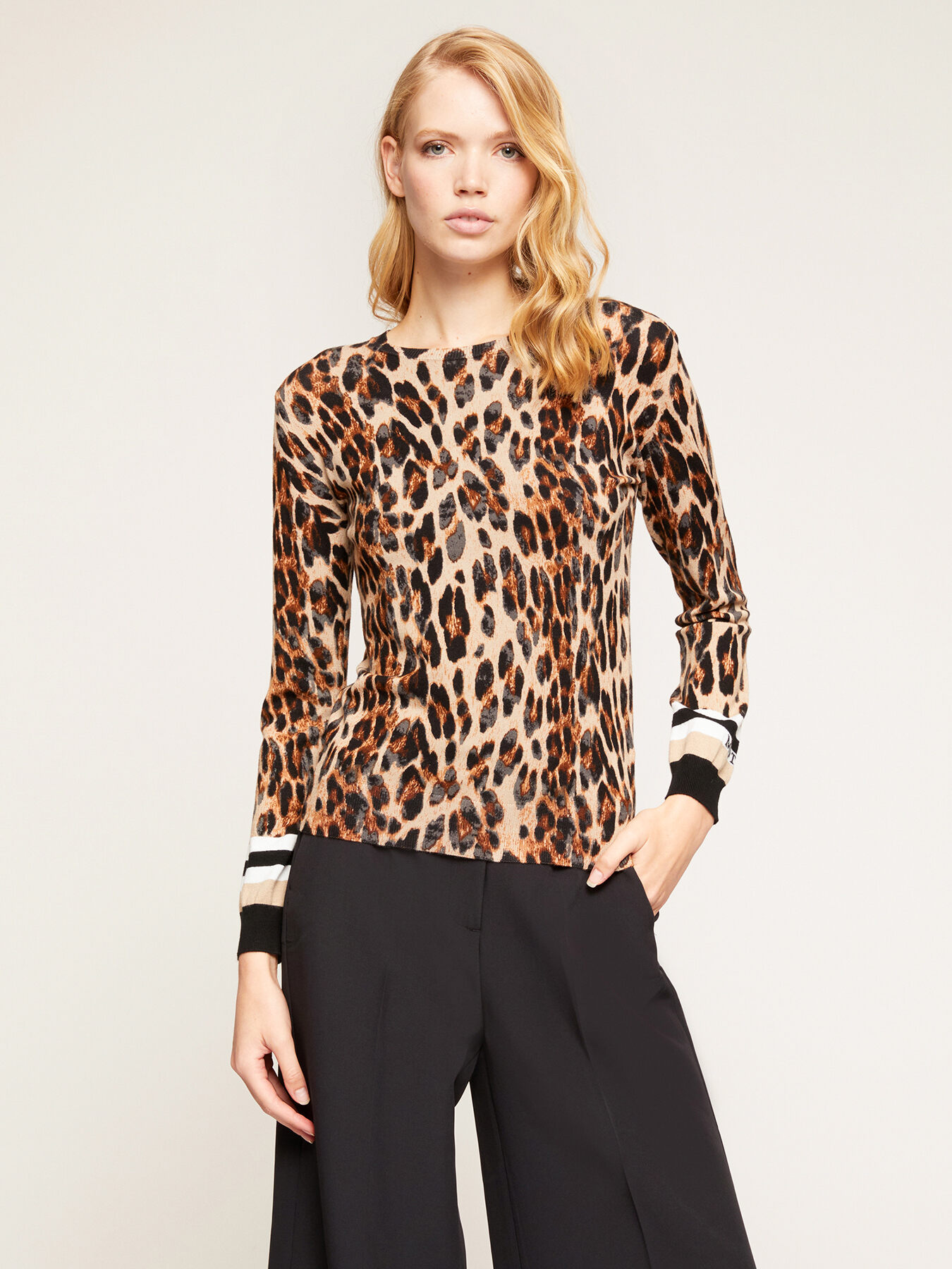 Pull en viscose m&eacute;lang&eacute;e motif animalier image number 0