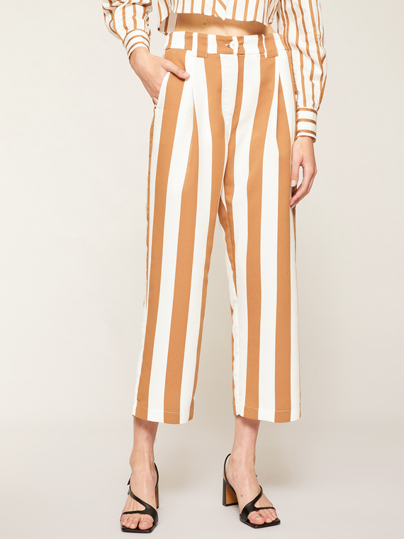 Cropped maxi stripe trousers