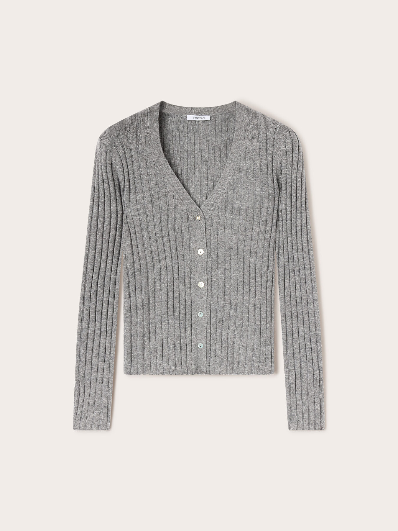 Short ribbed wool blend cardigan image number 4