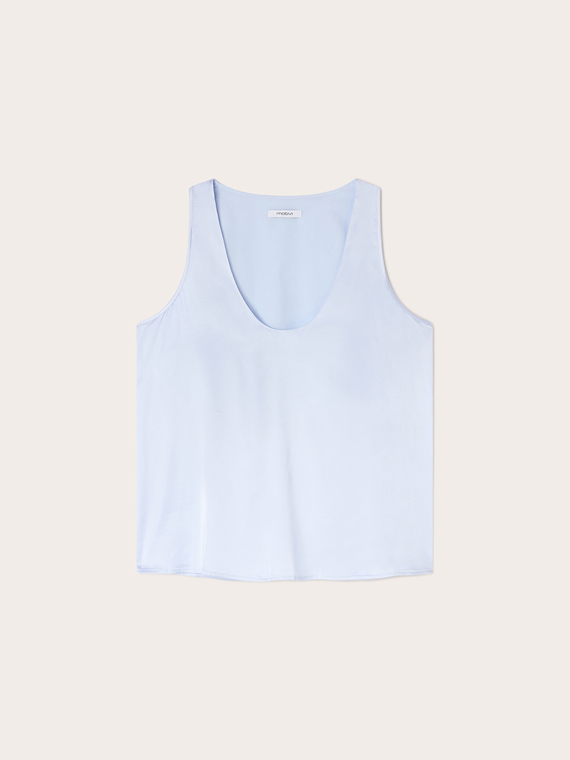Top aus Satin mit breiten Schultern
