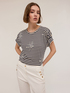 Striped T-shirt with rhinestones and gemstones image number 0