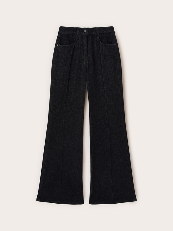 Jeans mit hohem Bund und ausgestelltem Bein
