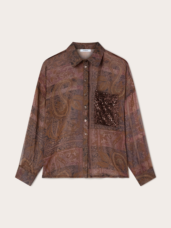 Chemise en mousseline avec poche &agrave; paillettes