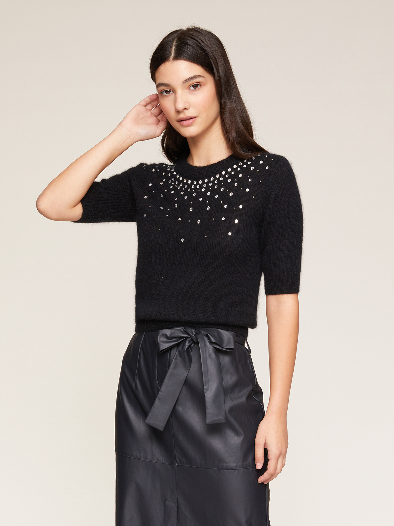 GUESS T-Shirt Bambina Maniche Corte Con Strass – Cotone Biologico Jersey