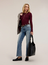 Flat rib knit sweater with flared cuff image number 2
