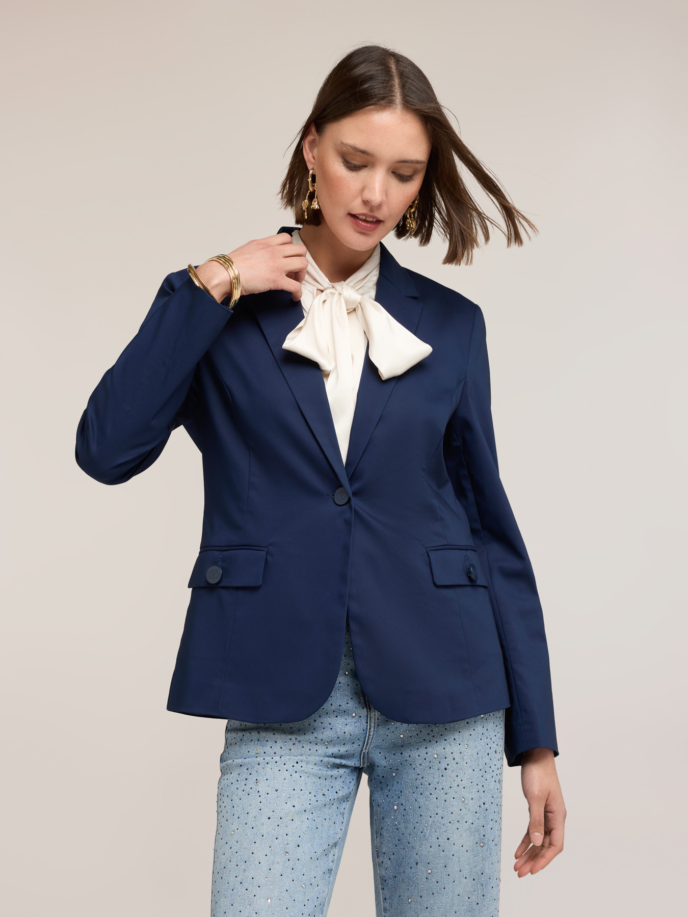 Blazer structurat din amestec de bumbac image number 2