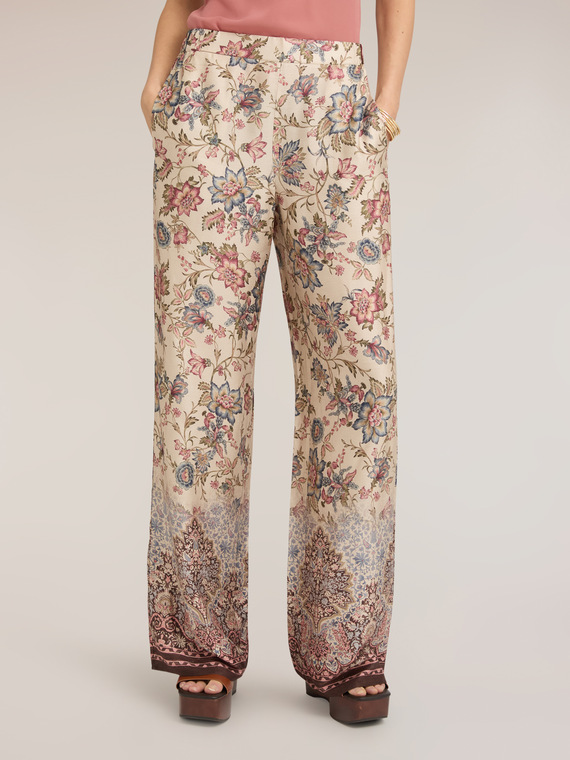 Palazzo-Hose aus Viskose-Satin