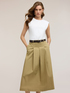 Vestito midi con cintura e gonna in popeline image number 0