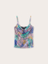 Jungle pattern embroidered draped top image number 4