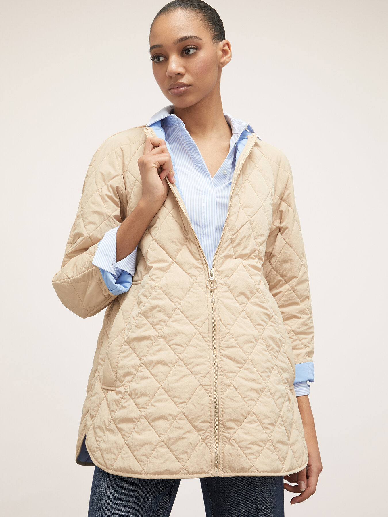 Quilted jacket with contrasting lining image number 0