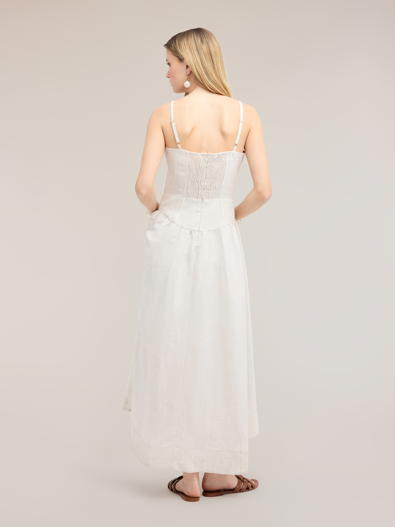 Robe flare longue en m&eacute;lange de lin image number 1