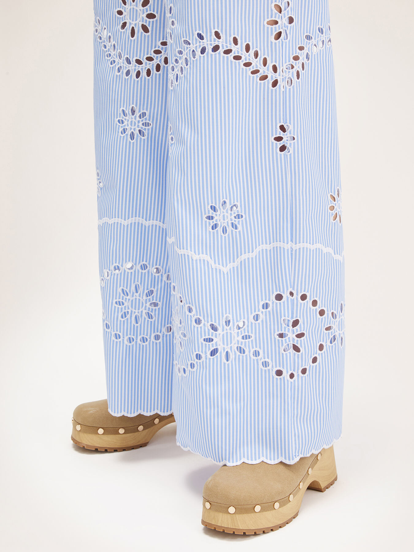 Pantaloni cropped in sangallo a righe image number 2