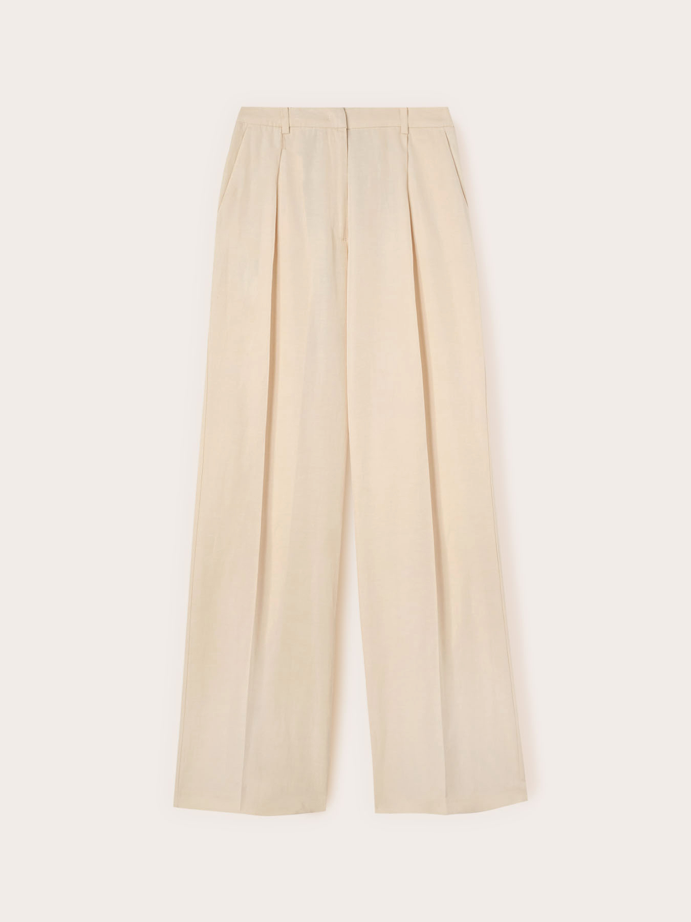 Pantaloni palazzo in misto lino con pieghe image number 4