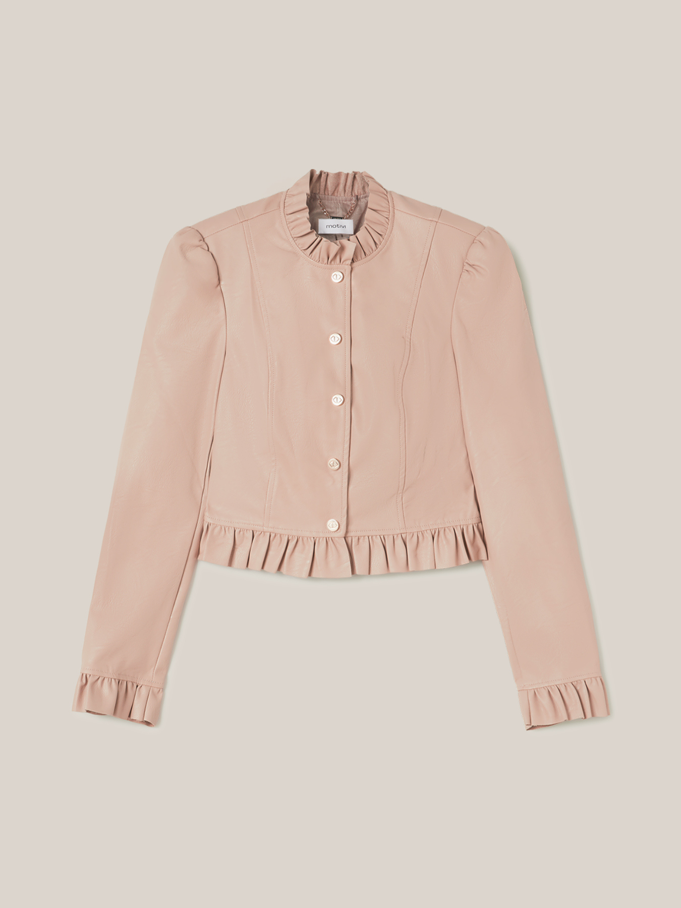 Giubbotto con rouches in similpelle image number 3