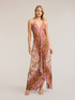 Long satin dress with print image number 2