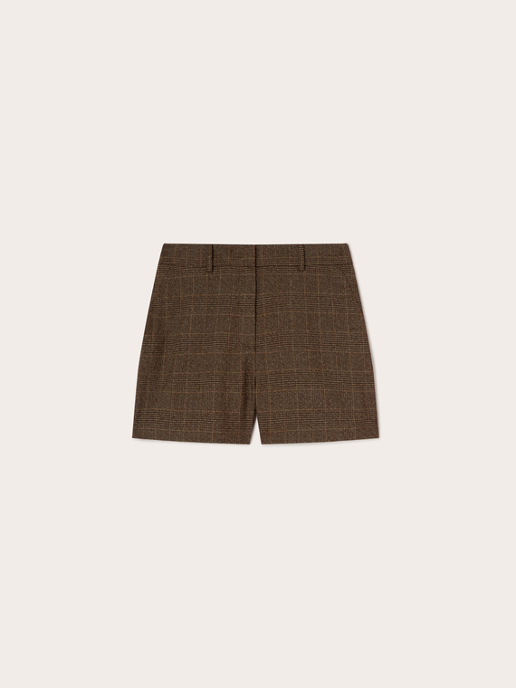 High-waisted check pattern shorts