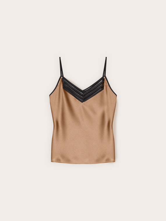Satin top with tulle trim