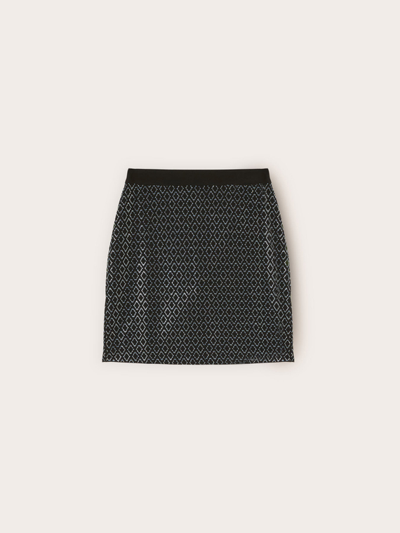 Mini skirt with geometric rhinestone application
