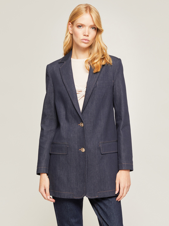 Motivi Blazer over in denim Donna, Blu, Taglia 42