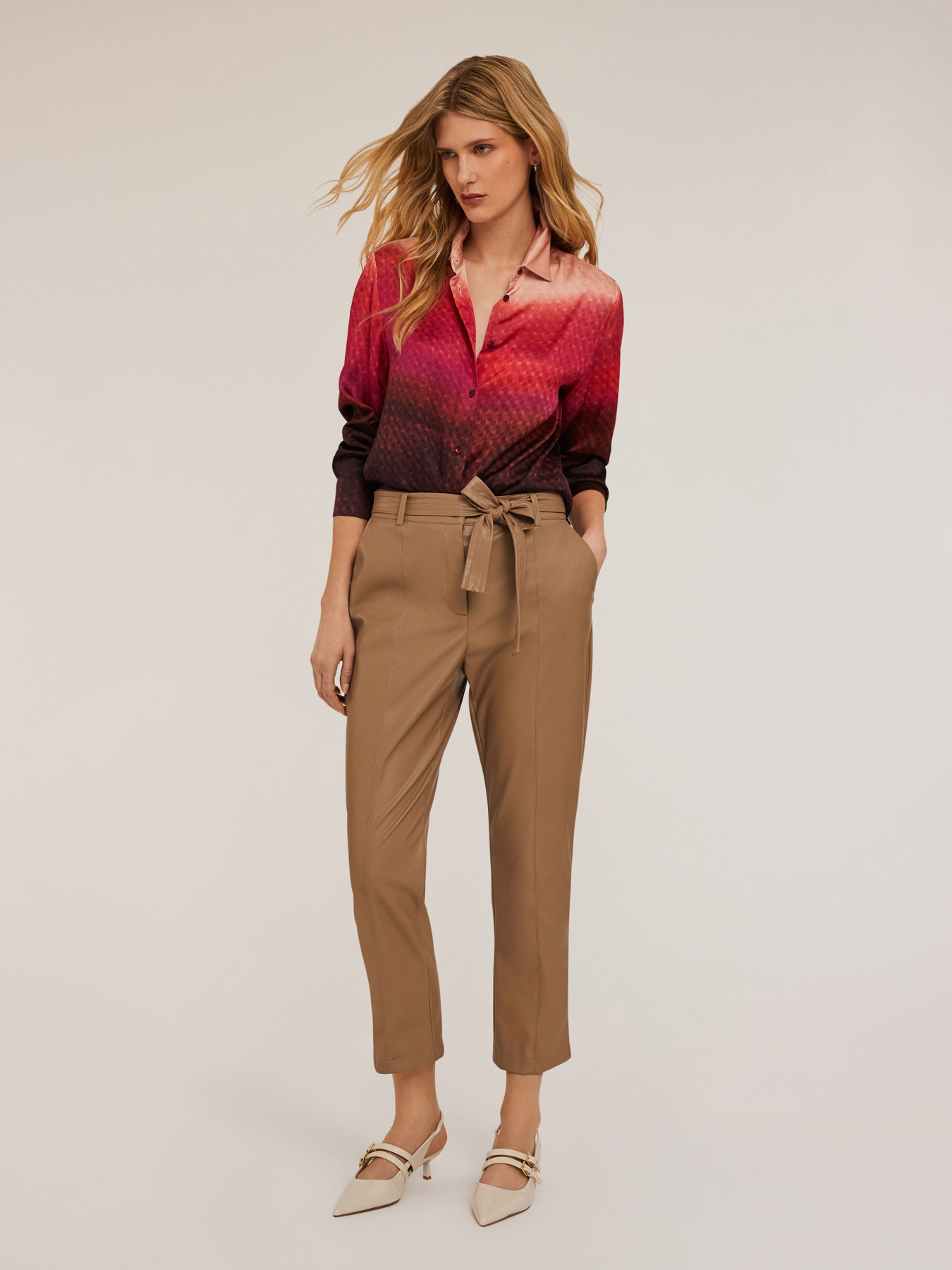 Trousers with coated fabric belt image number 3