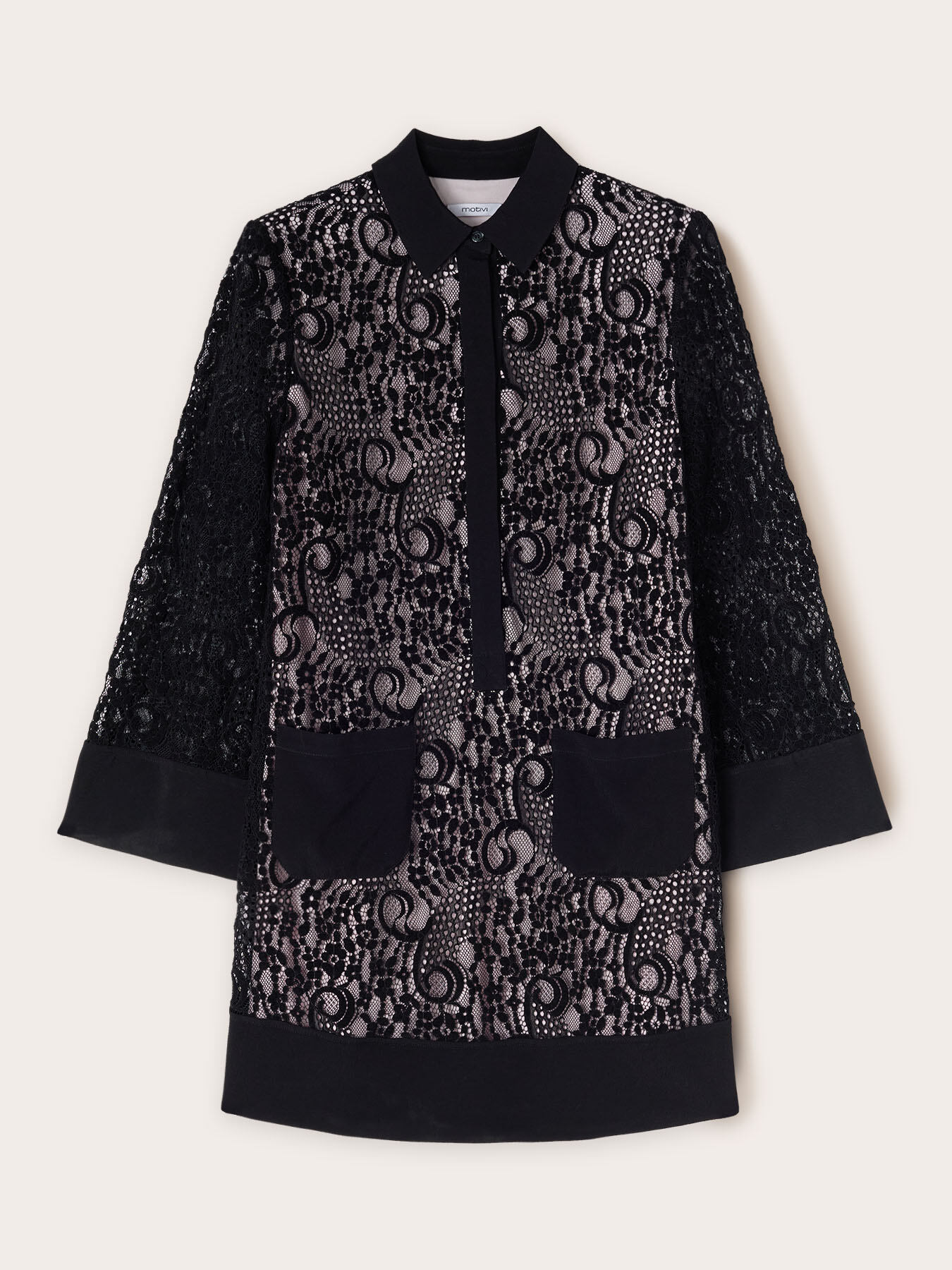 Vestito chemisier in pizzo macram&eacute; image number 4