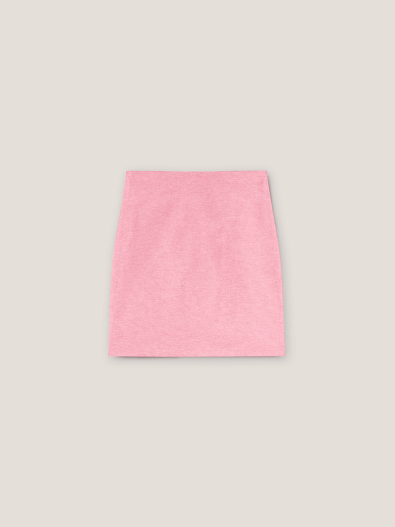 Falda corta de tela de lino y algodón