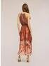 Long satin dress with tropical print image number 1