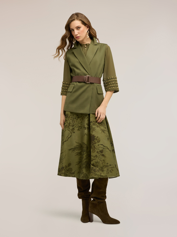 Polyviscose vest with belt