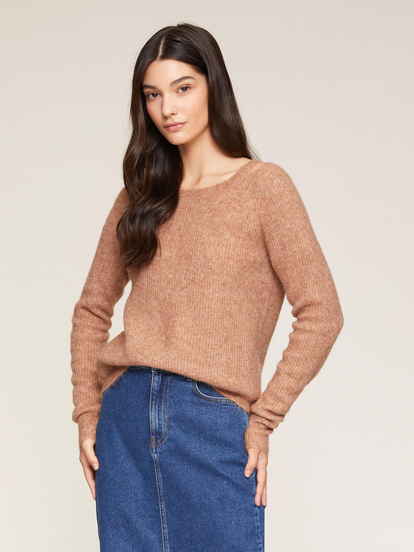 Sweater with cut-out feature on the neckline image number 0